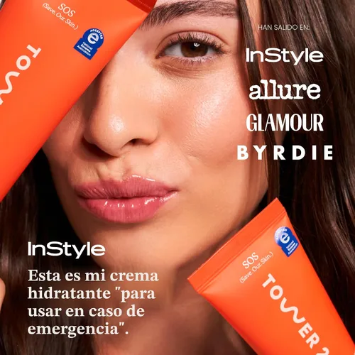 Vista 6 de Tower 28 SOS Recovery - Crema facial hidratante facial con ácido hialurónico + ceramidas, humectante reparador de barrera cutánea, reduce