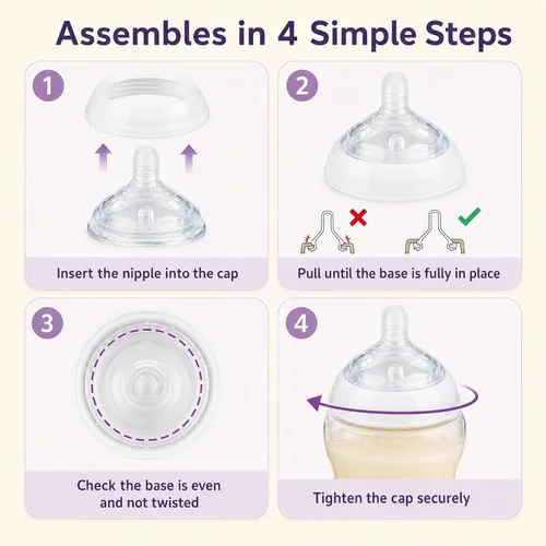 Vista 8 de Boquilla de repuesto (S) para biberones anticólicos Tommee Tippee Natural Start, flujo lento 1M+ pezones de silicona para biberones, 4