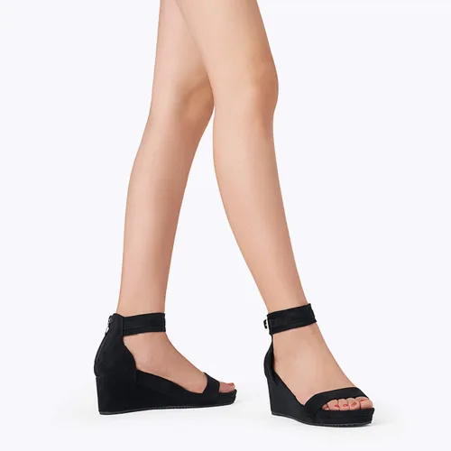 Vista 6 de Dream Pairs Sandalias de plataforma, con cuña y correa al tobillo, con hebilla y punta abierta, para mujer