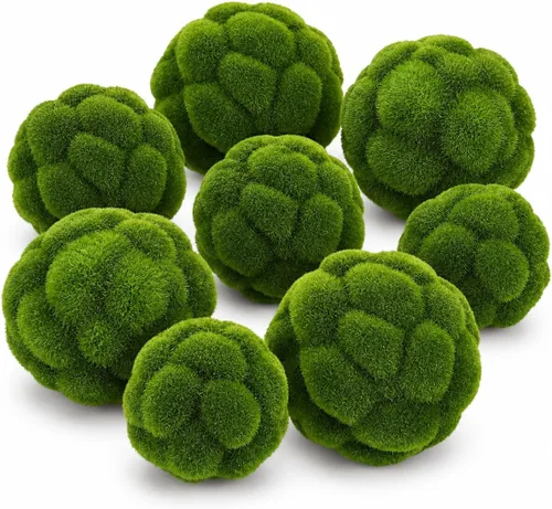 Vista 10 de Cabilock Bolas de musgo verde decorativas para rellenar cuencos, 2 piezas de centro de mesa artificiales, bolas topiarias, grandes y pequeñas, rocas