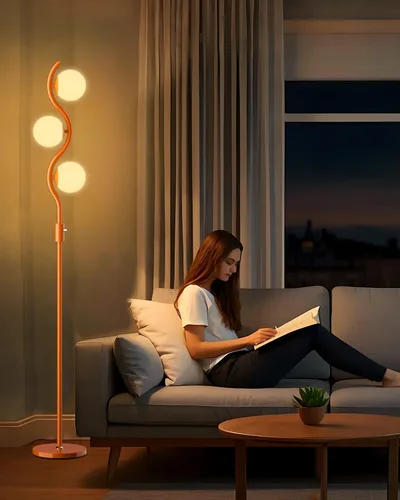 Vista 14 de Lightdot Lámpara de pie rosa regulable de 60 pulgadas, lámparas de pie de mediados de siglo con 3 bombillas G9 de 3000 K de color blanco cálido