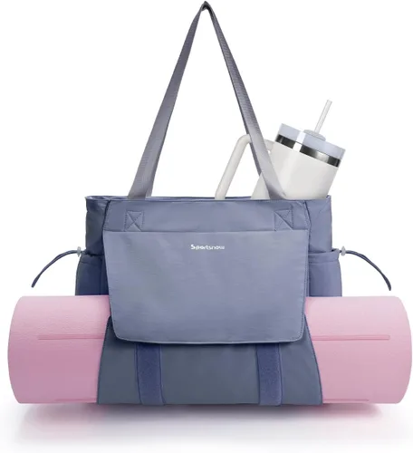 Vista 12 de sportsnew Bolsa para esterilla de yoga, bolsas de gimnasio para mujeres y hombres con bolsillo impermeable y gancho y bucle, almacenamiento
