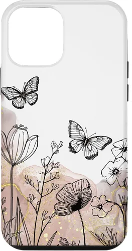 Vista 15 de iPhone 11 Minimal Flowers Butterflies Boho Floral Lindo Estético Funda