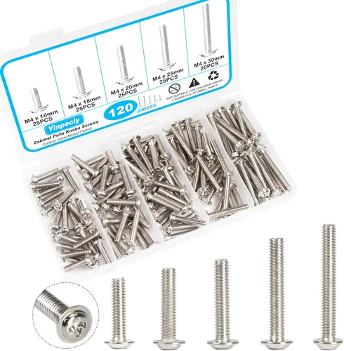 Vista 7 de 120 tornillos para tiradores de gabinete, M4x25/30/35/40/45/50mm