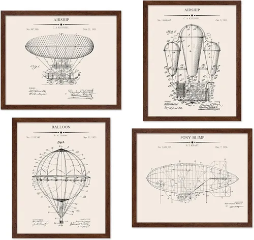 Vista 49 de Poster Master Juego de 6 Pósters Vintage de Planos de Aviación - Impresión de Patente de Avión - Arte de Aeronaves - Arte de Aviación - Arte