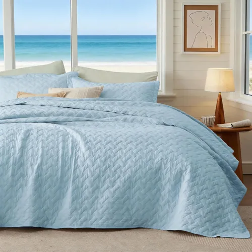 Vista 12 de Bedsure Quilts Twin Size - Lightweight Bedspreads Twin Size with Basket Weave Pattern, Soft Quilt Bedding Set, Grey Comforter Set Coverlet for All