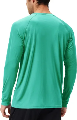 Vista 3 de NAVISKIN - Camisas de protección contra erupciones para hombre, camisetas de natación FPU 50+ con protección solar ultravioleta, de manga larga