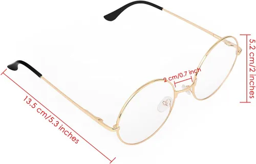 Vista 3 de Juego de 3 gafas redondas grandes con marco de metal de 2 pulgadas, lentes circulares livianas para mujeres y hombres (transparente), Claro