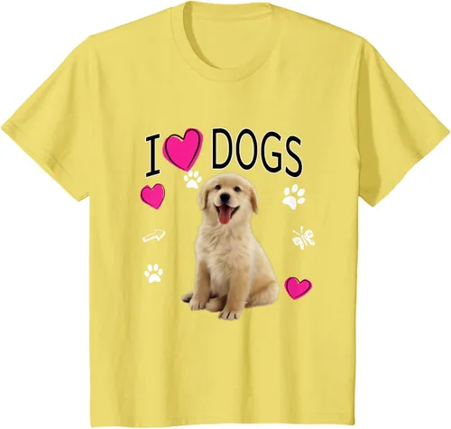 Vista 81 de Camiseta I Love Dogs - Camiseta Golden Labrador retriever, Azul Negro
