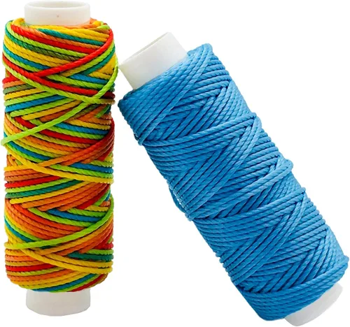 Vista 3 de Hilo de cera de 12 colores, cuerdas enceradas de poliéster y cuero, hilo de coser para macramé, encuadernación, pulseras de bricolaje, proyectos