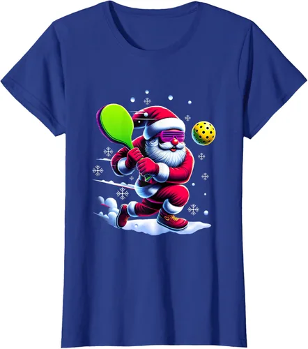 Vista 43 de Pickle Ball Navidad Santa Deporte Jugador Padel Raqueta Snow Camiseta Negro