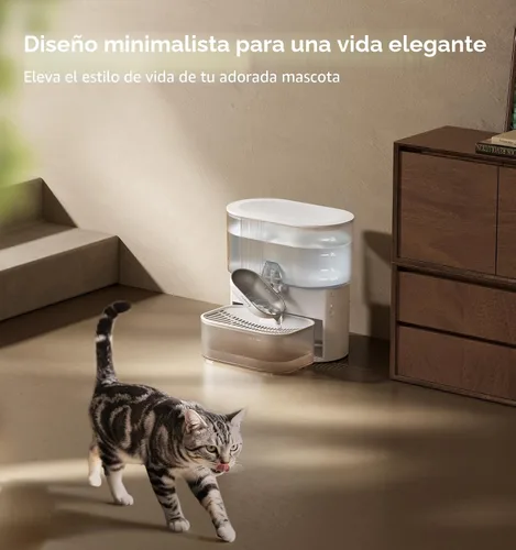 Vista 8 de Fuente de agua inalámbrica para gatos sin filtros, Separación de aguas residuales, Cuenco de acero inoxidable FEELNEEDY, Fuente de agua