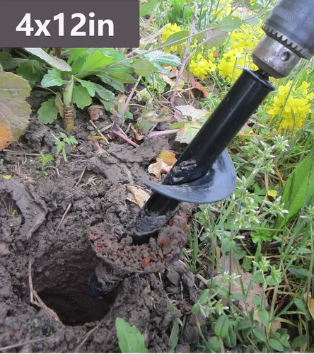 Vista 4 de Juego de 5 brocas helicoidales para plantar, broca helicoidal de jardín de alta resistencia, herramienta plantadora de bulbos para plantar plantas