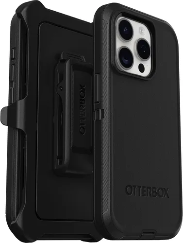 Vista 6 de OtterBox Funda para iPhone 15 Pro (solamente) Defender Series, color negro, sin pantalla, resistente y duradera, con protección de puerto, incluye