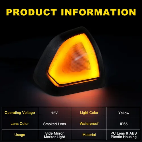 Vista 4 de Luces LED Ámbar de Señal de Giro para Espejo Lateral para Dodge Ram 1500 2500 3500 4500 5500 Lente de Cubierta Ahumada Lámpara de Señal de Giro