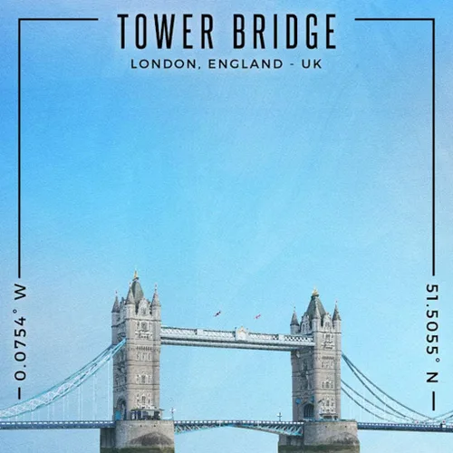Vista 2 de Scrapbook Customs 39982 Tower Bridge London England UK Coordinates 12 x 12 Papel de álbum de recortes de doble cara - 1 hoja