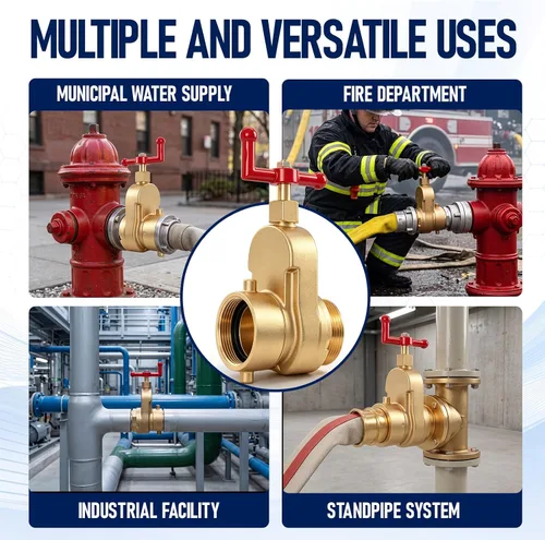 Vista 7 de Hicarer Válvula de compuerta de boca de incendios de 2-1/2", válvula de hidrante de latón de 230 PSI con conexión de rosca hembra x macho NST/NH