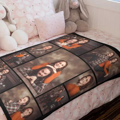 Vista 2 de Manta personalizada con fotos, manta personalizada con fotos para parejas, papá, mamá, niños, perros, amigos, cumpleaños, boda, Navidad, Año Nuevo