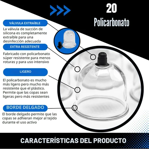 Vista 7 de Cupping Warehouse Juego de terapia de ventosas de policarbonato Poly Cups™ de 20 piezas Duradero y ligero PT, kit de ventosas miofasciales