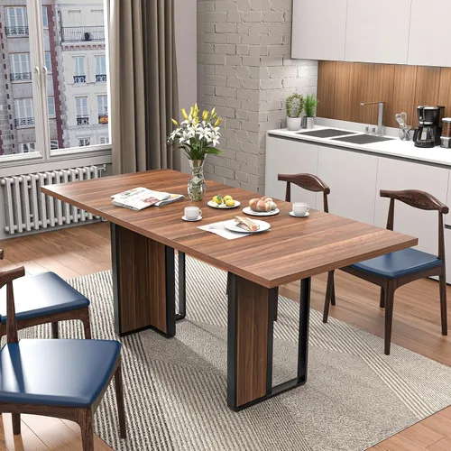 Vista 12 de Bigbiglife Mesa de comedor de 63 pulgadas para 6, mesa de comedor para interiores y exteriores con patas de madera, mesa de cocina con mesa grande