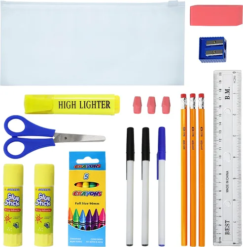 Vista 3 de Paquete de 24 mochilas escolares de 17 pulgadas con kits de 17 piezas de suministros escolares, paquete a granel esencial para estudiantes