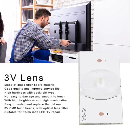 Vista 4 de 50 bombillas LED, lente LED SMD de 3 V, cuentas de lámpara de tablero con lente de fibra de vidrio para reparación de TV LED de 32 a 65 pulgadas