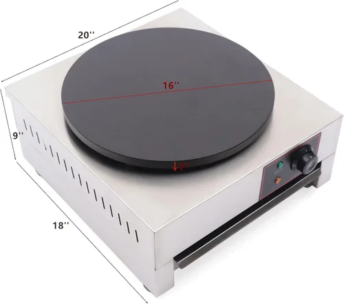 Vista 3 de Plancha eléctrica para hacer crepas de 1700 W, para hacer crepas, 16 pulgadas, máquina de panqueques grande, antiadherente, estufa de panqueques