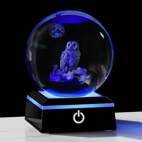 Vista 27 de Qianwei Regalos de mariposa para mujeres con bola de cristal 3D de 3.14" - 80mm, figuras de animales de cristal con láser, estatuas para decoración