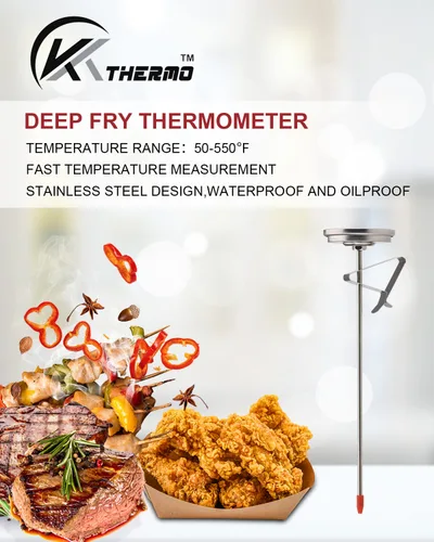 Vista 2 de Termómetro de caramelo/freír profundo con lectura instantánea, termómetro de aceite, termómetro de carne con pincho de acero inoxidable de 20,3 cm