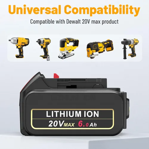 Vista 7 de Futurebatt Batería de iones de litio de 20V de repuesto para Dewalt 20V Max 6.0Ah Compatible con baterías Dewalt DCB205 DCB206 DCB207 DCB204 DCB201