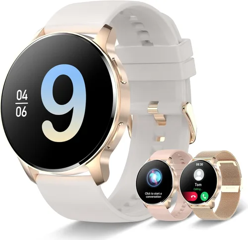 Vista 7 de Reloj inteligente para mujeres y hombres, rastreador de llamadas Bluetooth para teléfonos Android e iOS, reloj inteligente impermeable con pantalla