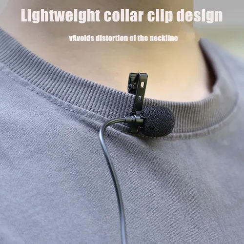 Vista 2 de Micrófono Lavalier compatible con DJI Osmo Pocket 3/Action 4/3/2 Accesorios de cámara Micrófono de solapa omnidireccional de mano con clip