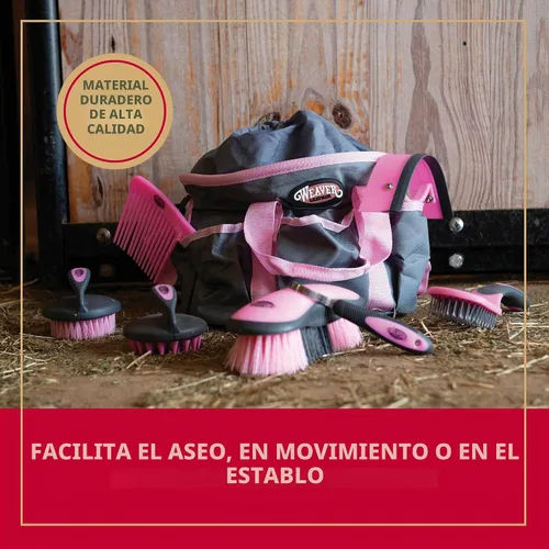 Vista 2 de Weaver - Kit de aseo para caballos equinos, juego de 7 piezas con bolsa organizadora, púa de pezuñas, peine, raspador de sudor, herramientas equinas