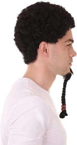 Vista 4 de Cabello humano largo con cuentas de pelo humano para hombre