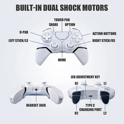 Vista 5 de Wireless Controller for PS-4,Wireless Game Controller for PS-4ProSlim Console, with Dual Vibration6-Axis Gyro SensorAudio Function compatible for PC