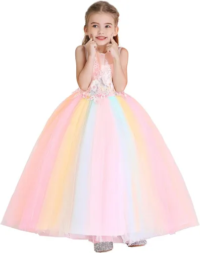 Vista 26 de REXREII Vestido de tul sin mangas para fiesta de unicornio para niñas, disfraz de carnaval, princesa, cumpleaños, Navidad, vestido largo