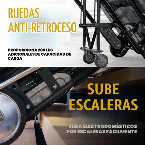 Vista 6 de US Cargo Control Heavy Duty Appliance Hand Truck con escalador de escaleras y ruedas de retroceso, capacidad de 1,200 libras, plataforma de acero