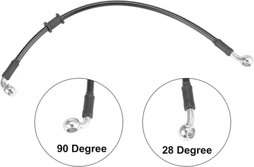 Vista 4 de Motoforti Universal 40 cm 15.75" Manguera de Aceite para Freno y Embrague de Motocicleta, Tubo de Línea Hidráulica Reforzada, Acero Inoxidable Negro