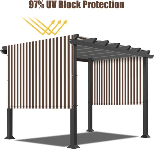 Vista 5 de Panel de toldo de repuesto para pérgola de 6 x 17 pies con bolsillo para barra al aire libre