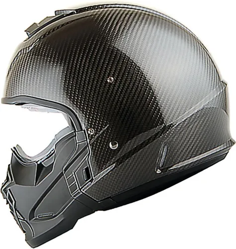 Vista 2 de Martian Genuine Real Carbon Fiber Motorcycle Full Face Helmet HB-B2 Open Face Glossy Carbon Black, DOT Approved