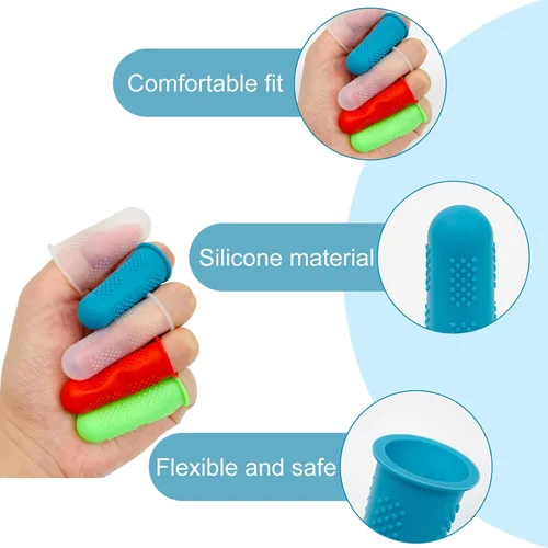Vista 3 de 12 tapas de silicona para dedos de pistola de pegamento caliente, antideslizante y reutilizable, protector de pulgar de silicona, protectores