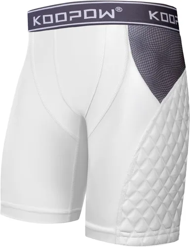 Vista 12 de KOOPOW - Pantalones cortos acolchados deslizantes para adultos, hombres, con almohadillas deslizantes para béisbol, fútbol, lacrosse, hockey