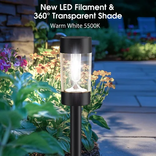Vista 2 de Eyrosa Solar Lights Outdoor, 8 Pack Waterproof Solar Landscape Lighting for Pathway Garden Yard Path Walkway Driveway Lawn Patio Outside Decor, Cool