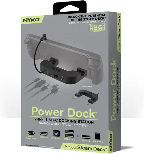 Vista 7 de Nyko Base de alimentación para Steam Deck Base de plataforma de vapor 6 en 1 Base de alimentación USB-C de carga rápida 2 puertos USB 3.1
