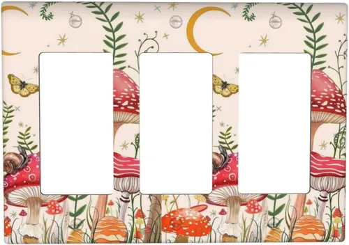 Vista 64 de Cubiertas de Salida Decorativas Boho Midcetury Oro Paisaje de Montaña del Sol 1 Banda Cubierta de Placa de Pared Receptáculo Interruptor de Luz