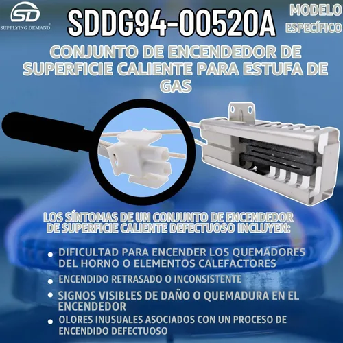 Vista 6 de Supplying Demand DG94-00520A 2692271 Conjunto de Encendedor de Superficie Caliente para Estufa de Gas de Reemplazo - El Conector es Específico
