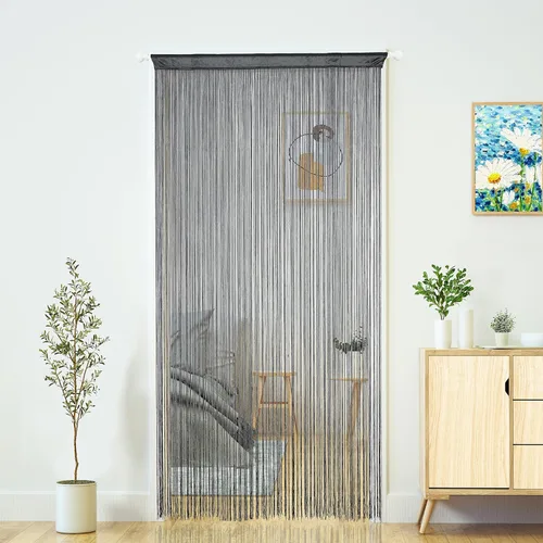 Vista 13 de YaoYue Cortina de hilos para umbral, cortinas de puerta, divisor de ambientes con flecos estilo boho hippie para colgar en patio, dormitorio