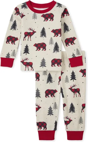Vista 3 de The Children's Place - Conjunto de pijama de Navidad a juego para la familia, ajuste cómodo, 100% algodón, adulto, niño grande, niño pequeño, bebé