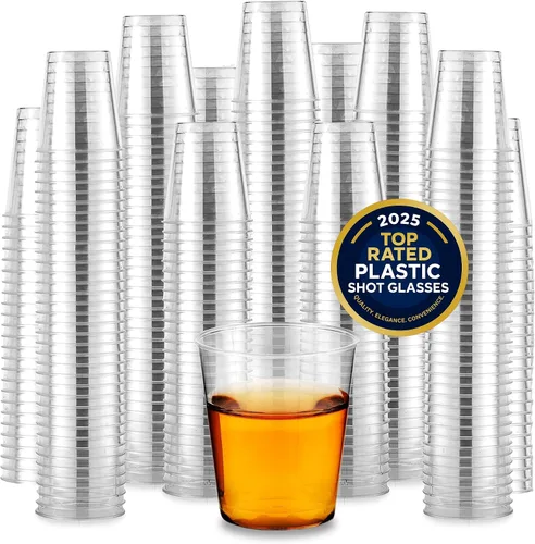 Vista 19 de Stock Your Home Paquete de 100 vasos de chupito de plástico (1 onza), vasos desechables transparentes para chupitos de gelatina, degustación