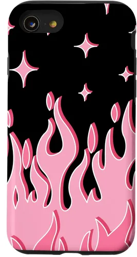 Vista 18 de Lindo patrón de llama rosa Grafitti Flames Pastel Goth Case para iPhone 17